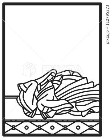 シンプル線画百人一首　紫式部 112795273
