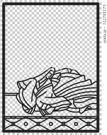 シンプル線画百人一首　紫式部 112795273