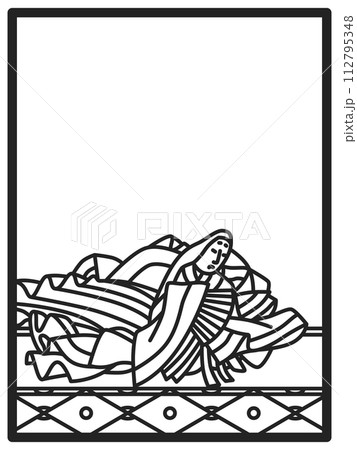 シンプル線画百人一首　右近 112795348