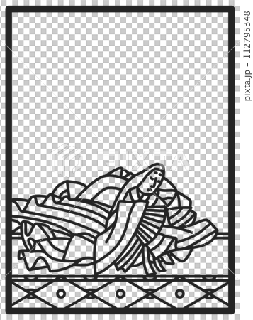 シンプル線画百人一首　右近 112795348