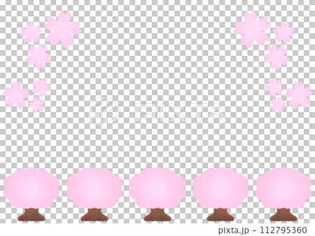 桜のクレヨンフレームイラスト【A4,横】 桜のクレヨンフレームイラスト【A4,横】 112795360