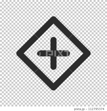 Line drawing single illustration of mini sign with Jugata road intersection 112795374