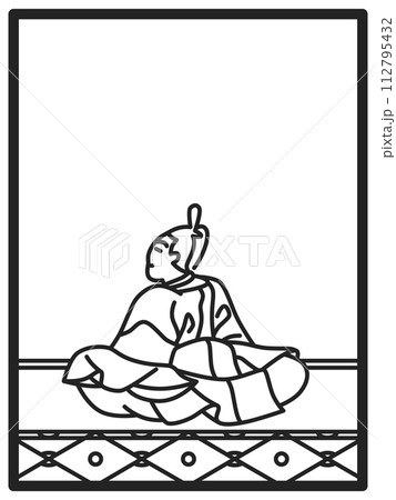 シンプル線画百人一首 皇太后宮大夫俊成 シンプル線画百人一首 皇太后宮大夫俊成 112795432