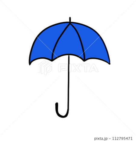 シンプルな青い傘のアイコンのイラスト 112795471