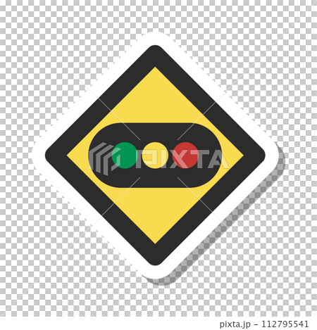 Mini sign sticker single illustration with traffic light 112795541
