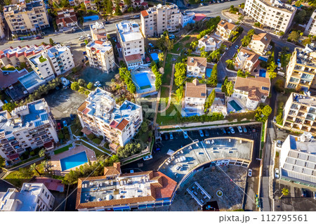 Limassol, overhead view at residential buildings. Cyprus Limassol, overhead view at residential buildings. Cyprus 112795561