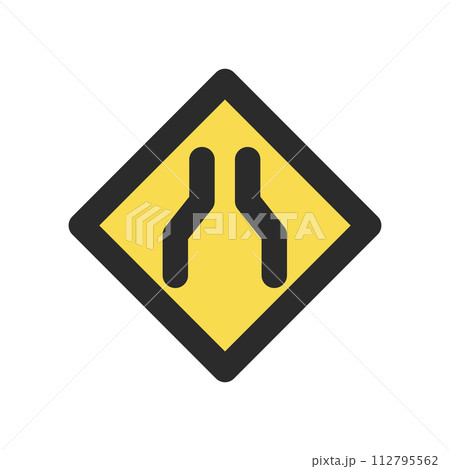 ミニ標識のカラー単品イラスト 幅員減少 ミニ標識のカラー単品イラスト 幅員減少 112795562