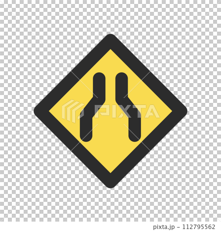 ミニ標識のカラー単品イラスト 幅員減少 ミニ標識のカラー単品イラスト 幅員減少 112795562