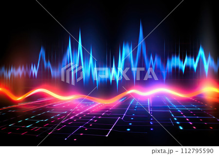 Generative ai on theme modern musical wave equalizer showing volume on abstract background 112795590