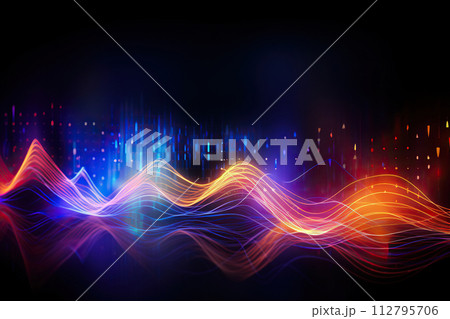 Generative ai on theme modern musical wave equalizer showing volume on abstract background 112795706