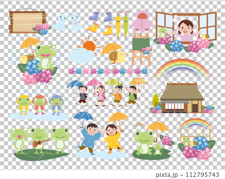 Illustration material set of the rainy season Illustration material set of the rainy season 112795743
