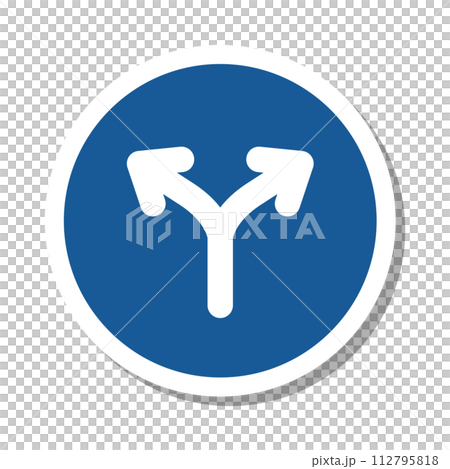 Single illustration of a mini sign sticker: Prohibited from moving in any direction other than the designated direction 112795818