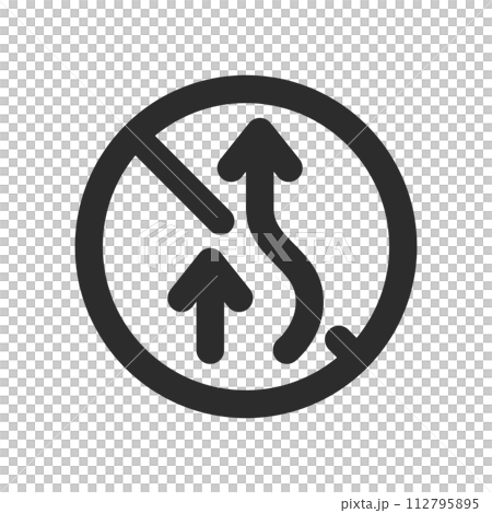 ミニ標識の線画単品イラスト　追い越し禁止 112795895