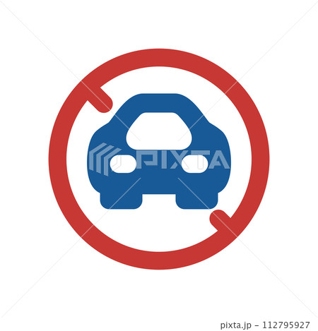 ミニ標識のカラー単品イラスト 二輪の自動車以外の自動車通行止め ミニ標識のカラー単品イラスト 二輪の自動車以外の自動車通行止め 112795927