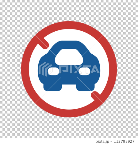 ミニ標識のカラー単品イラスト 二輪の自動車以外の自動車通行止め ミニ標識のカラー単品イラスト 二輪の自動車以外の自動車通行止め 112795927