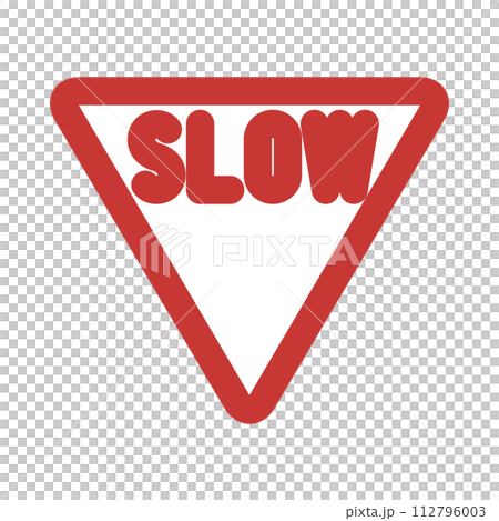 Single color illustration of mini sign: Slow down, priority road ahead Single color illustration of mini sign: Slow down, priority road ahead 112796003