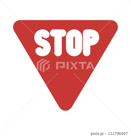 ミニ標識のカラー単品イラスト 一時停止 ミニ標識のカラー単品イラスト 一時停止 112796007