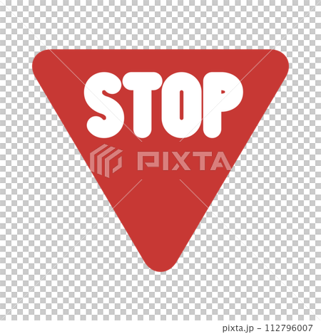 ミニ標識のカラー単品イラスト 一時停止 ミニ標識のカラー単品イラスト 一時停止 112796007