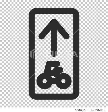 ミニ標識の線画単品イラスト　特定小型原動機付自転車・自転車一方通行 112796038