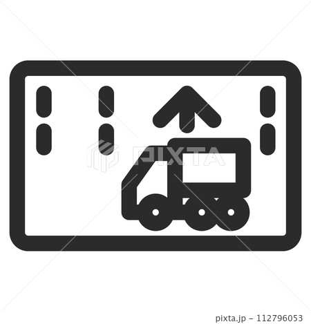 ミニ標識の線画単品イラスト　牽引自動車の高速自動車国道通行区分 112796053