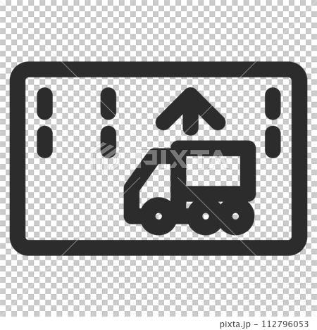 ミニ標識の線画単品イラスト　牽引自動車の高速自動車国道通行区分 112796053