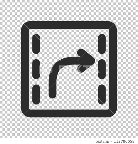 ミニ標識の線画単品イラスト　進行方向別通行区分 112796059