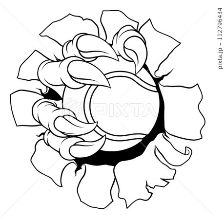 Tennis Ball Claw Cartoon Monster Animal Hand Tennis Ball Claw Cartoon Monster Animal Hand 112796434