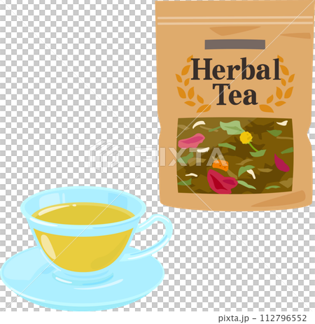 袋入りのハーブティーの茶葉 112796552