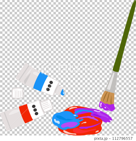 Red and blue paint mixed with a paintbrush 112796557