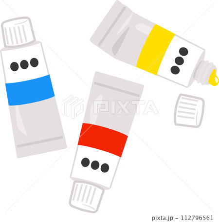 赤青黄の絵具のチューブ 112796561