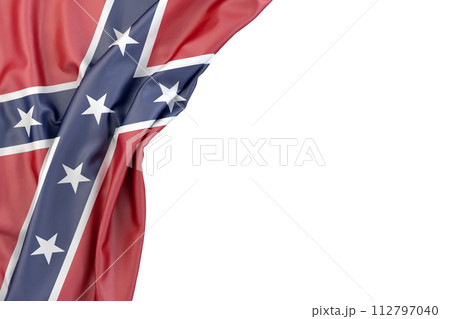 Flag of Confederate States of America in the corner on white background. Isolated. 3D illustration 112797040