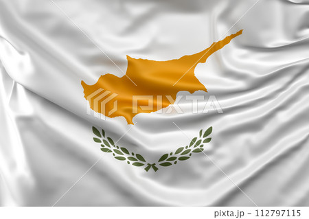 Ruffled Flag of Cyprus. 3D Rendering Ruffled Flag of Cyprus. 3D Rendering 112797115