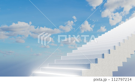 3d illustration White Sky Staircase 3d illustration White Sky Staircase 112797214