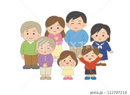 三世代家族集合シンプルイラスト 三世代家族集合シンプルイラスト 112797218