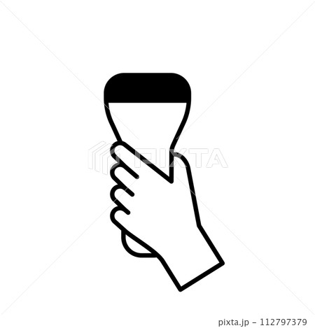 バーコード読み取り機を持つ手のイラストアイコン バーコード読み取り機を持つ手のイラストアイコン 112797379