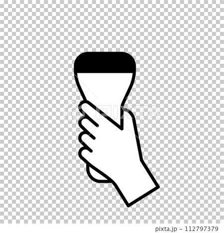 バーコード読み取り機を持つ手のイラストアイコン バーコード読み取り機を持つ手のイラストアイコン 112797379