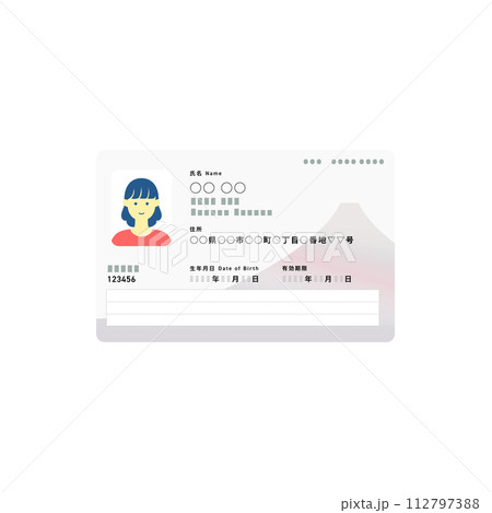 新デザインのマイナンバーカードのイラスト(女性) 新デザインのマイナンバーカードのイラスト(女性) 112797388