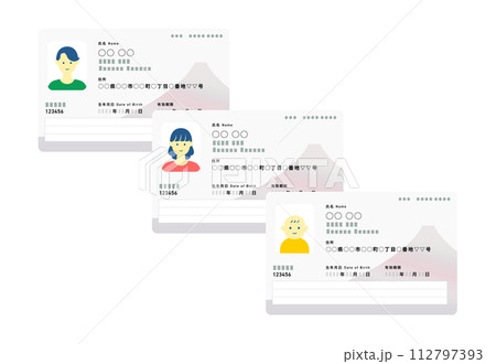新デザインのマイナンバーカードのイラスト(家族) 新デザインのマイナンバーカードのイラスト(家族) 112797393