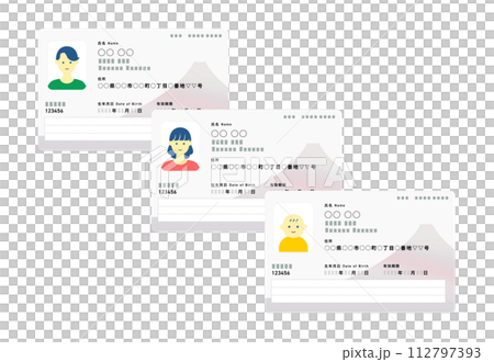 新デザインのマイナンバーカードのイラスト(家族) 新デザインのマイナンバーカードのイラスト(家族) 112797393