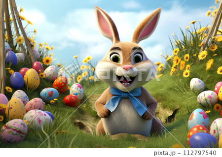 Generative ai on theme celebration holiday Easter with bright eggs are main accessory at abstract background Generative ai on theme celebration holiday Easter with bright eggs are main accessory at abstract background 112797540