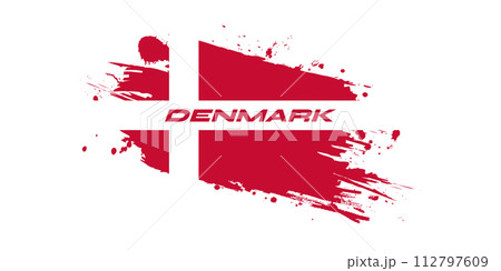 National Flag of Denmark with Brush Paint Style. Danish Flag Background with Grunge Concept National Flag of Denmark with Brush Paint Style. Danish Flag Background with Grunge Concept 112797609