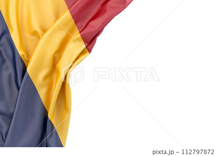 Flag of Chad in the corner on white background. Isolated. 3D illustration Flag of Chad in the corner on white background. Isolated. 3D illustration 112797872