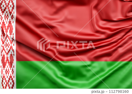 Ruffled Flag of Belarus. 3D Rendering 112798160