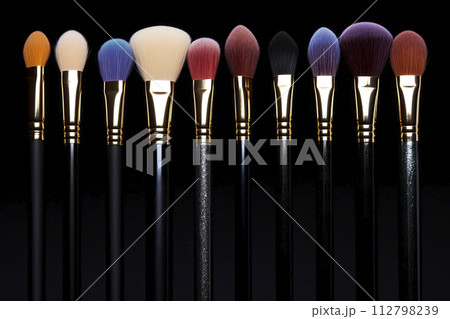 AI-generated content. A variety of makeup brushes. Generative AI 112798239