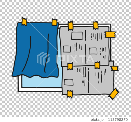 新聞で窓を覆うイラスト 新聞で窓を覆うイラスト 112798270