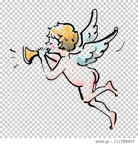 可愛天使 天使丘比特 天使喇叭新娘婚禮 112798957