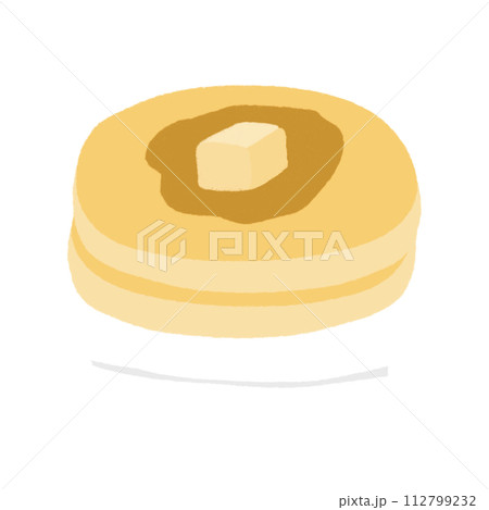 Pancake With Topping Honey Maple Syrup And Butter Cartoon illustration Pancake Drawing Cartoon 112799232