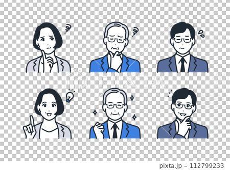 悩む 解決 ミドル シニア ビジネス 表情 アイコン セット 悩む 解決 ミドル シニア ビジネス 表情 アイコン セット 112799233