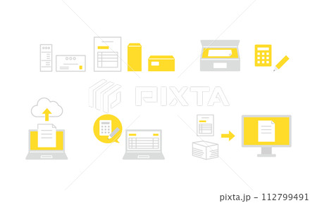 DX化や電子データ作成のアイコンセット 112799491