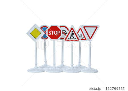 PNG road signs isolated on white background. 112799535